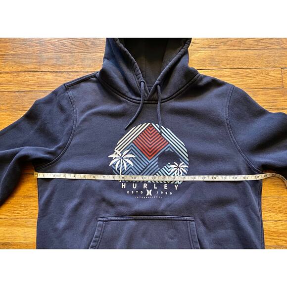 HURLEY Navy Geometric/Floral Print Heavyweight Hoodie Mens sz L - Picture 7 of 10